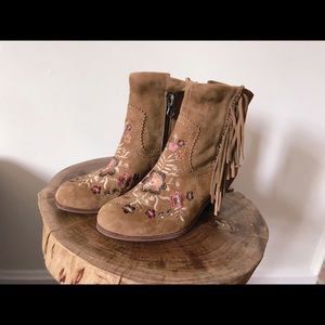 Sam Edelman Boots Bootie Fringe Floral